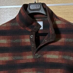 John Wayne Plaid Fleece Pullover 1/4 Snap Rust & Blk Jacket Sweater - Men's sz S